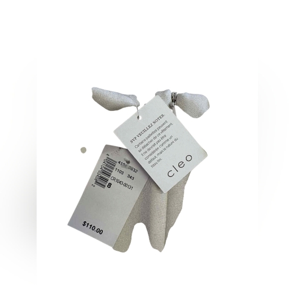 Cleo Jumpsuit Shimmery White & Black with Wide Leg, Detachable Belt Size 8 NWT - Picture 8 of 8